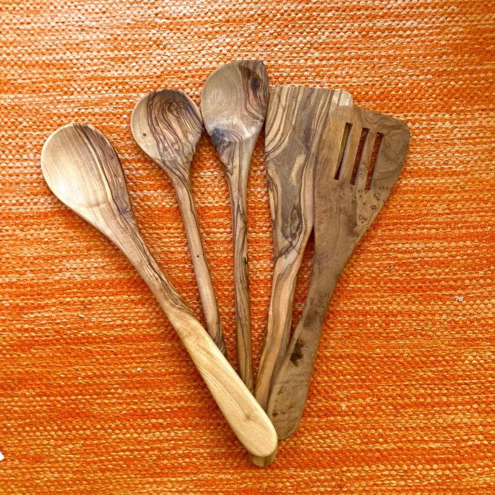NEW! Handcrafted Olive Wood Cooking Utensils Set